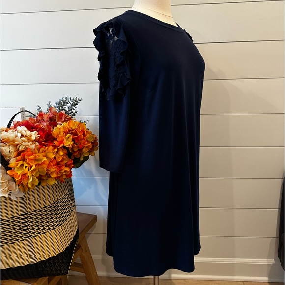 Lane Bryant navy blue soft cotton 3/4 sleeve dress 14-16 - Picture 4 of 11